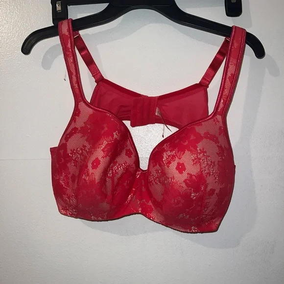 Cacique Pink Lace Bra Balconette Molded Size 44C - Picture 2 of 5